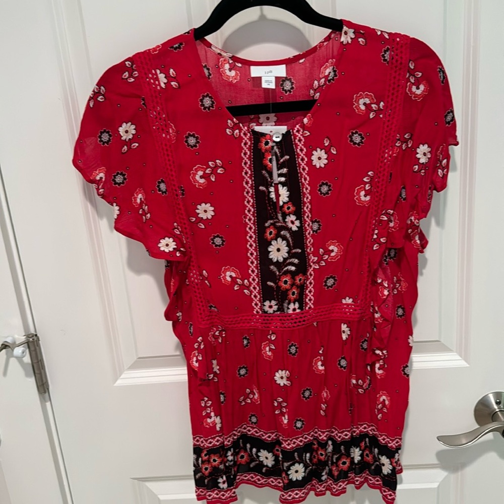 J Jill Flutter Sleeve Top/Tunic XS NWT